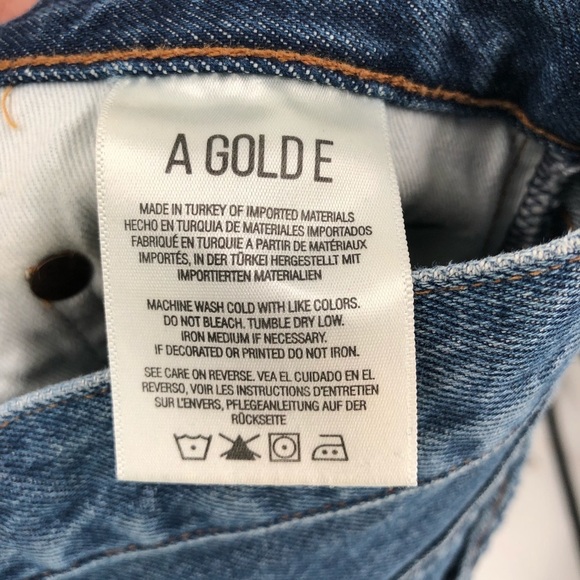 AGOLDE Riley High Rise Straight Jeans Button Fly Distressed Hems 25 High Waist - Picture 7 of 8